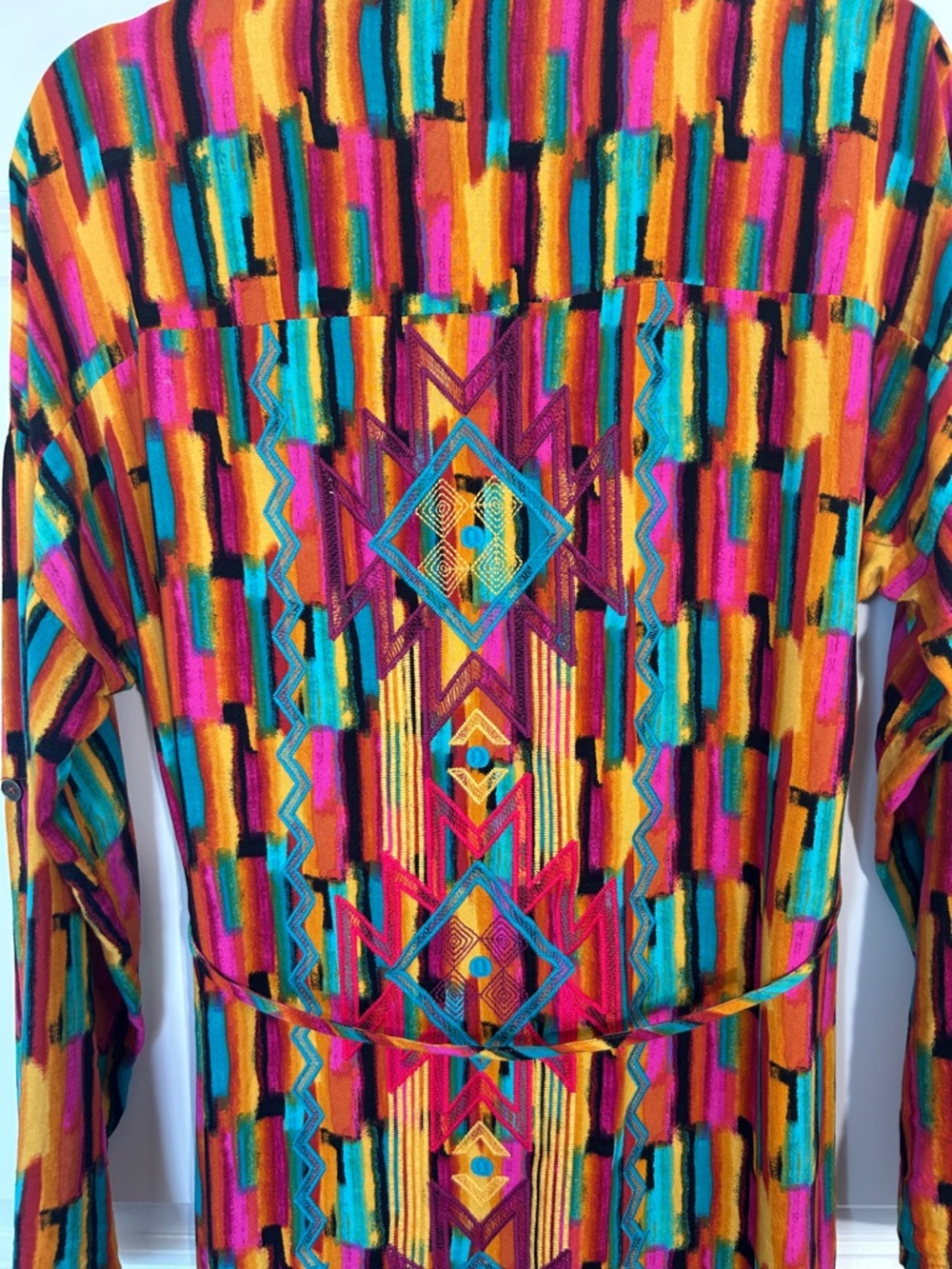 Savanna Jane Multicolor Geometric Maxi Dress — Orange, Pink, Teal, Yellow - Picture 5 of 8
